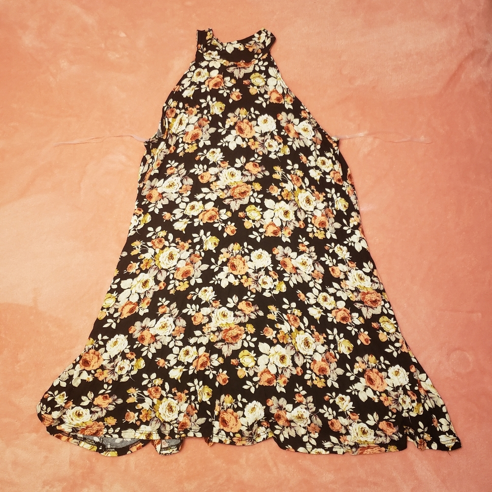 Floral Sun Dress size M - Try Me! Black / Rose